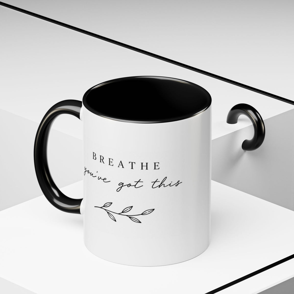 Inspirational Coffee Mug - "Breathe, you've got this" Accent Ceramic Mug (11/15oz)