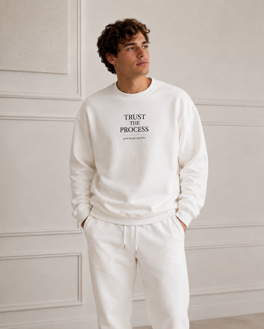 Trust The Process Crewneck Sweatshirt — Minimal Motivational Graphic