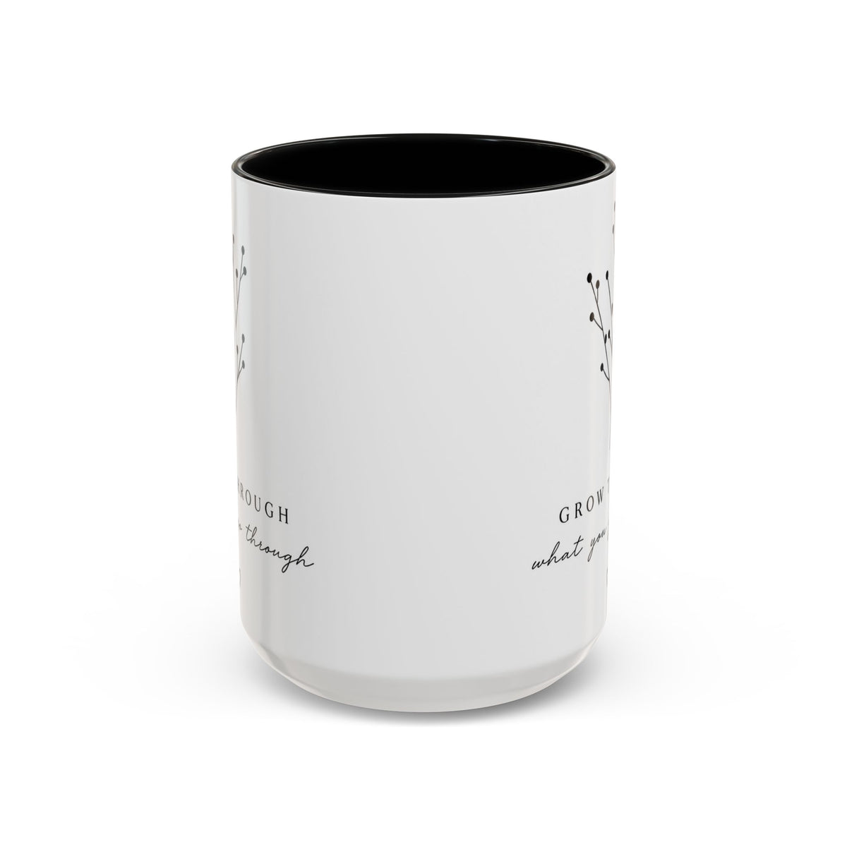 Inspirational Accent Mug - "Grow Through What You Go Through" Floral Coffee Cup