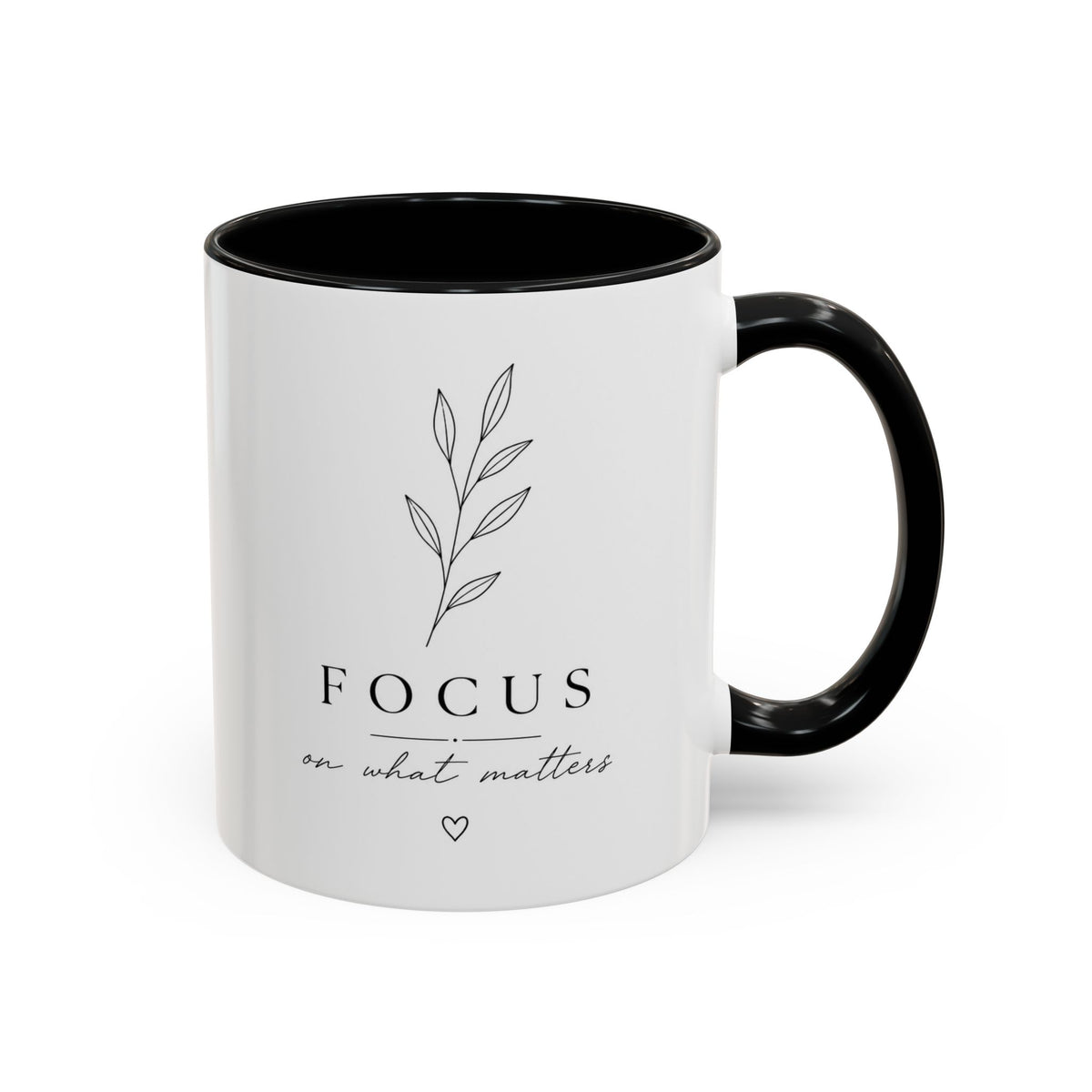 Focus on What Matters Accent Coffee Mug — Minimal Motivational Ceramic Mug (11/15 oz)