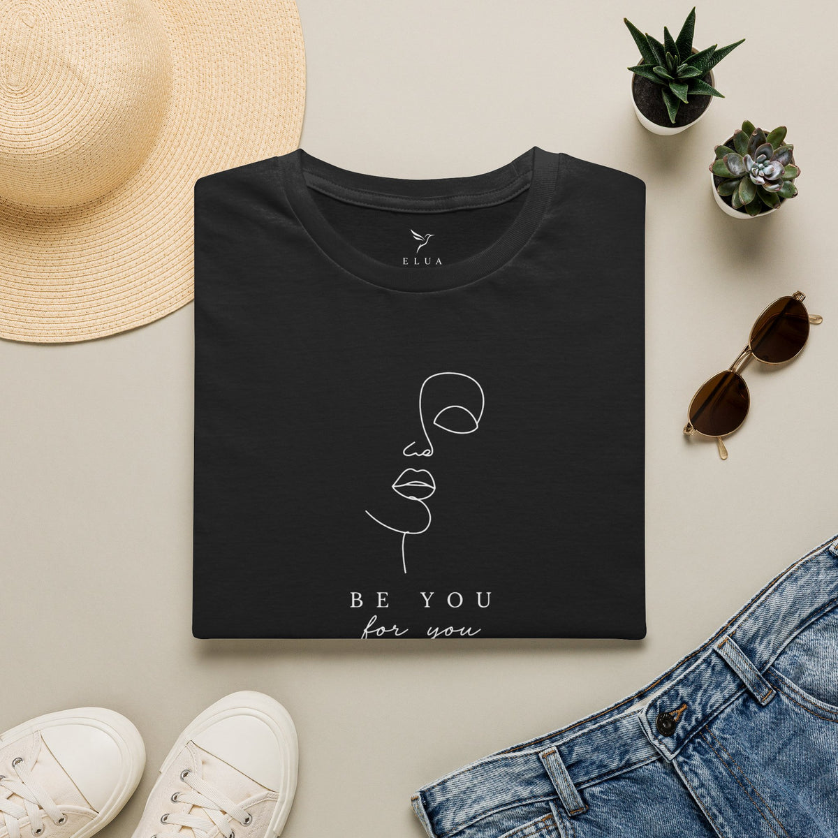 T-Shirt — Minimal Line Art "Be You for You" Self-Love Tee