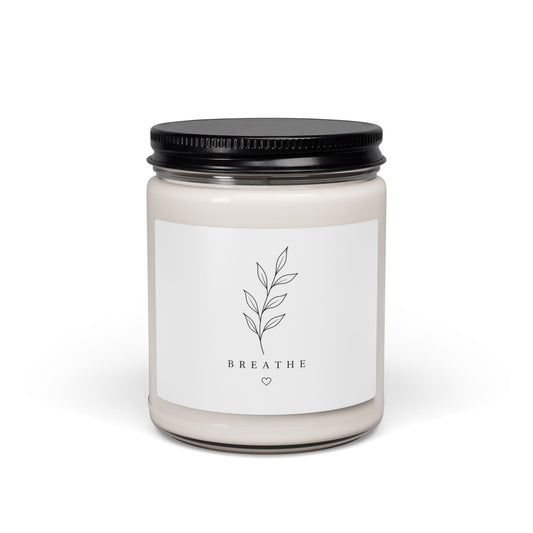 Soy Candle 9oz — Breathe Minimalist Scented Jar (Relaxing Aromatherapy)