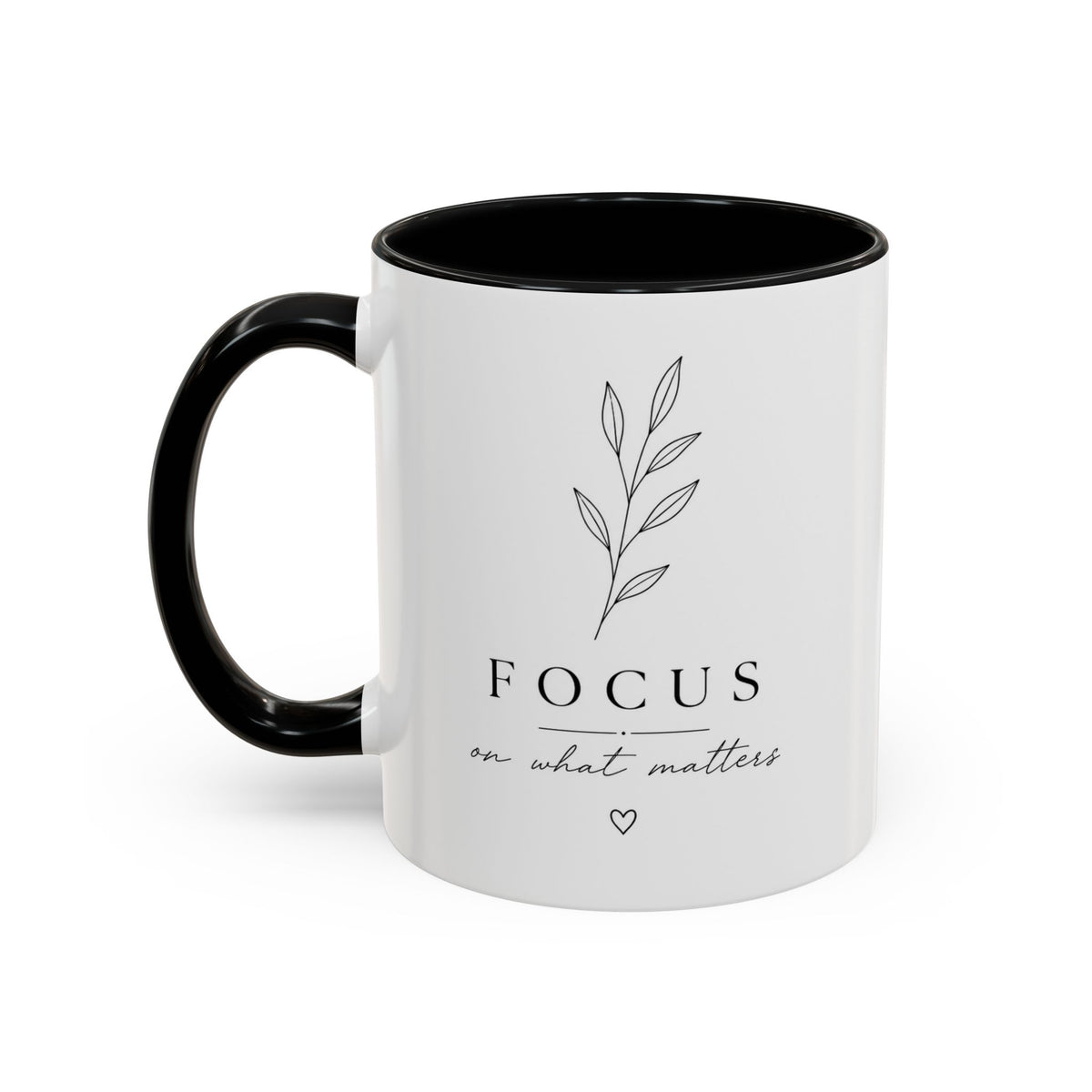 Focus on What Matters Accent Coffee Mug — Minimal Motivational Ceramic Mug (11/15 oz)