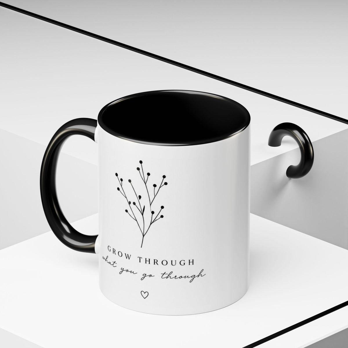 Inspirational Accent Mug - "Grow Through What You Go Through" Floral Coffee Cup