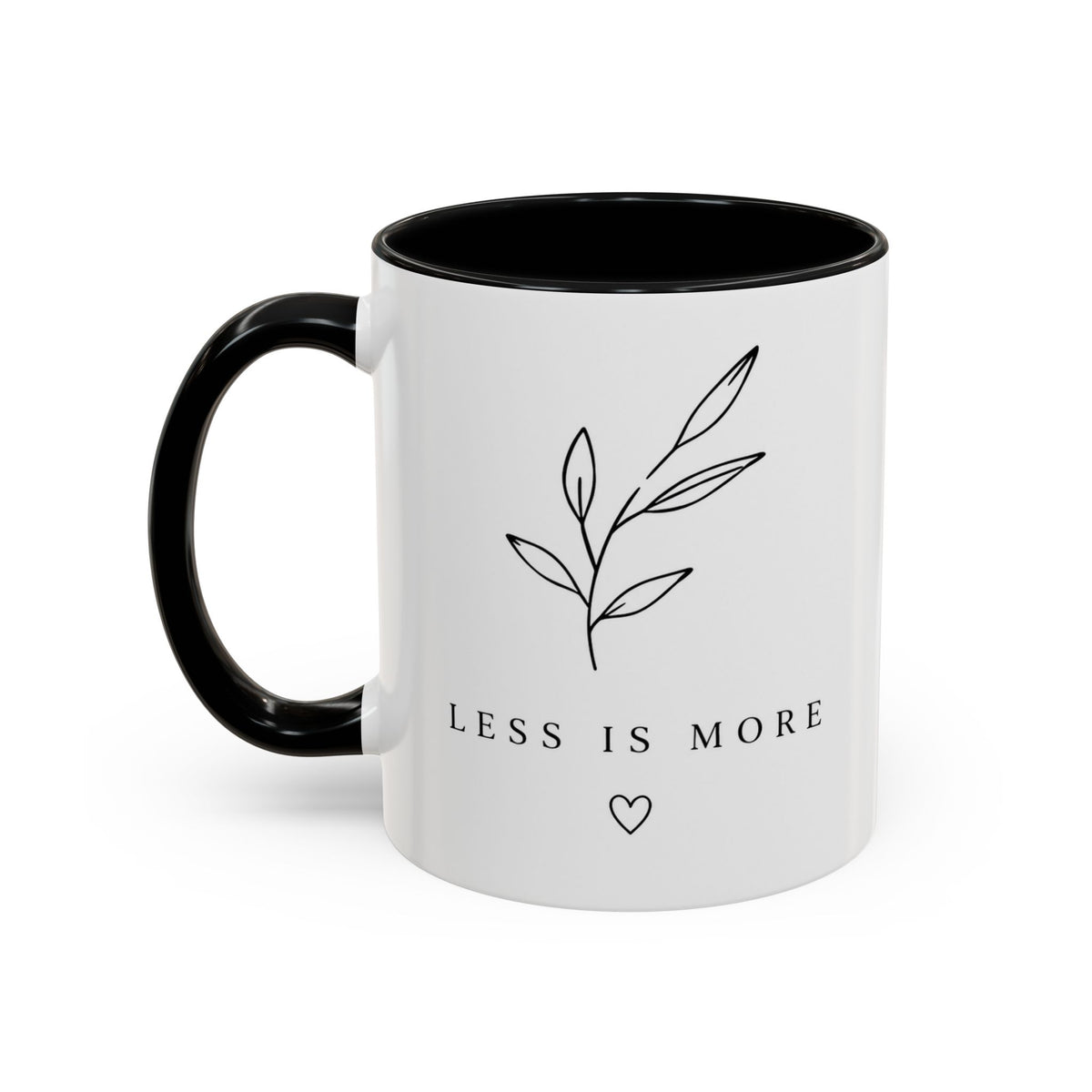 Accent Mug - 'Less Is More' Minimalist Botanical Coffee Cup (11/15 oz)
