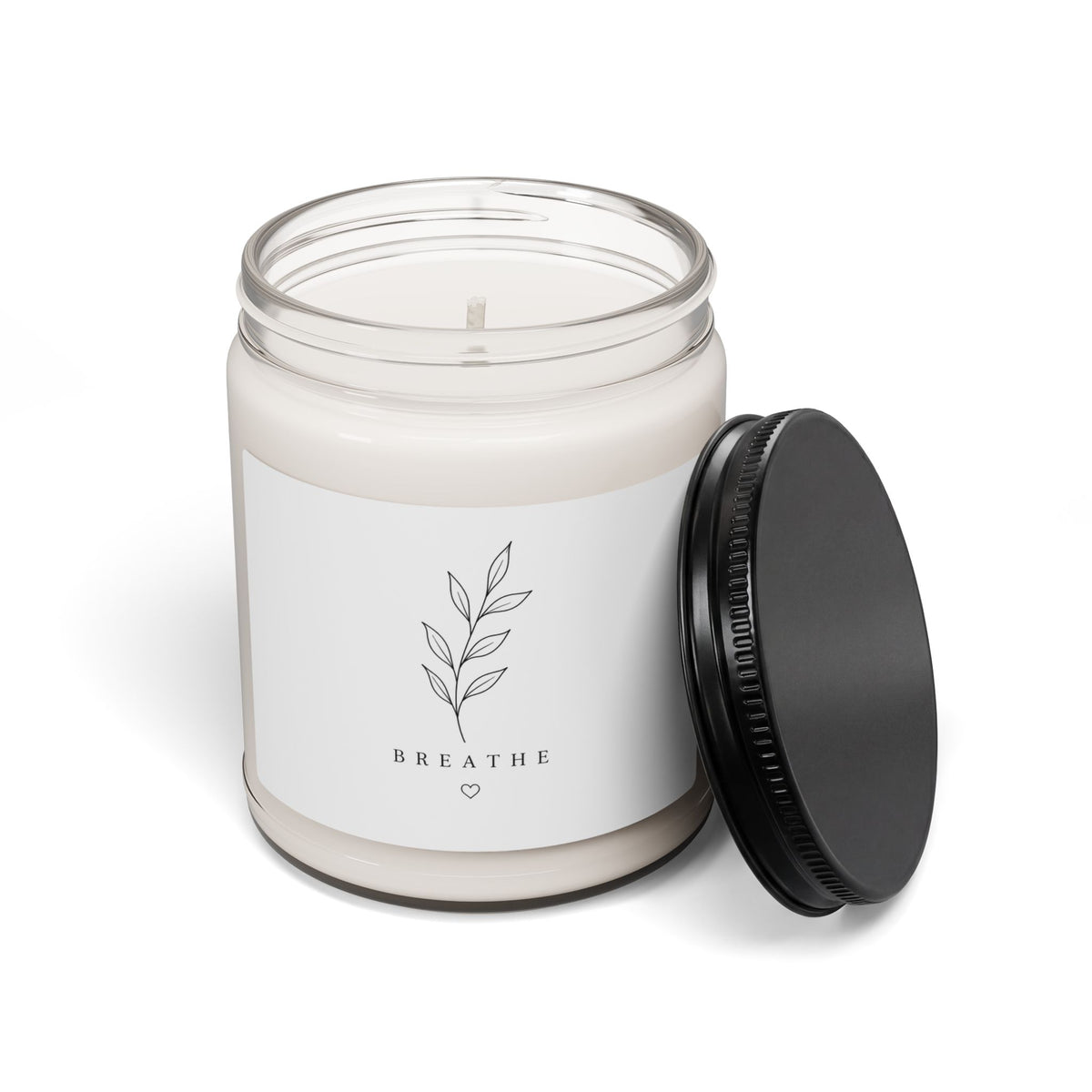 Soy Candle 9oz — Breathe Minimalist Scented Jar (Relaxing Aromatherapy)