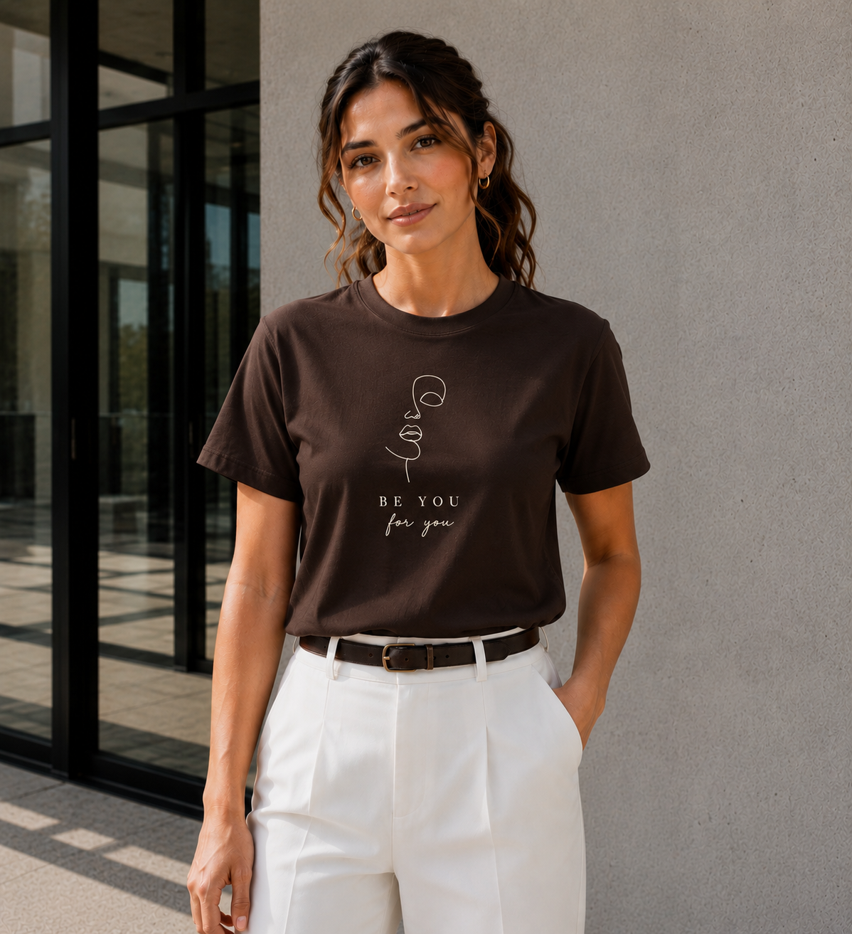 T-Shirt — Minimal Line Art "Be You for You" Self-Love Tee