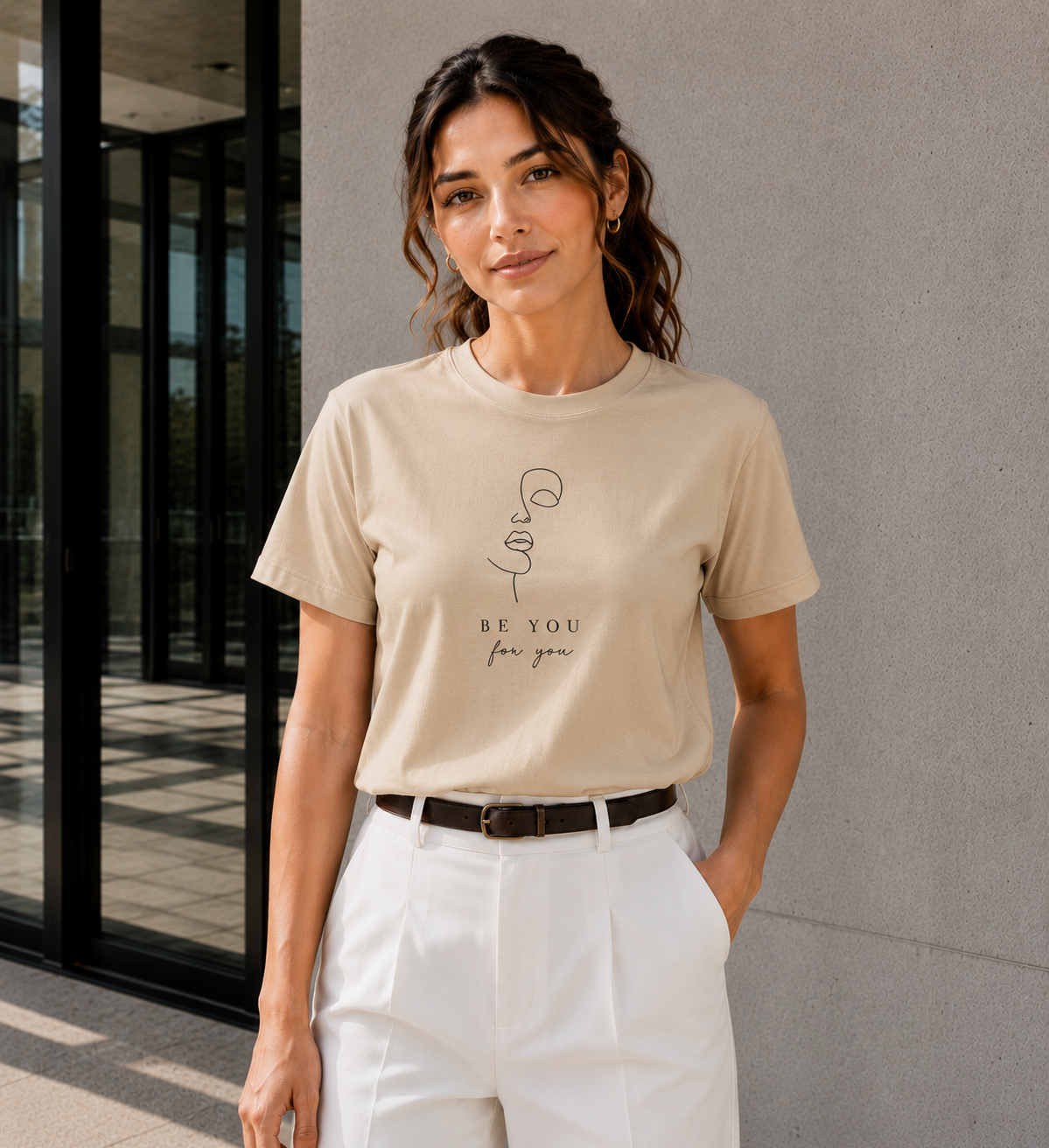 T-Shirt — Minimal Line Art "Be You for You" Self-Love Tee