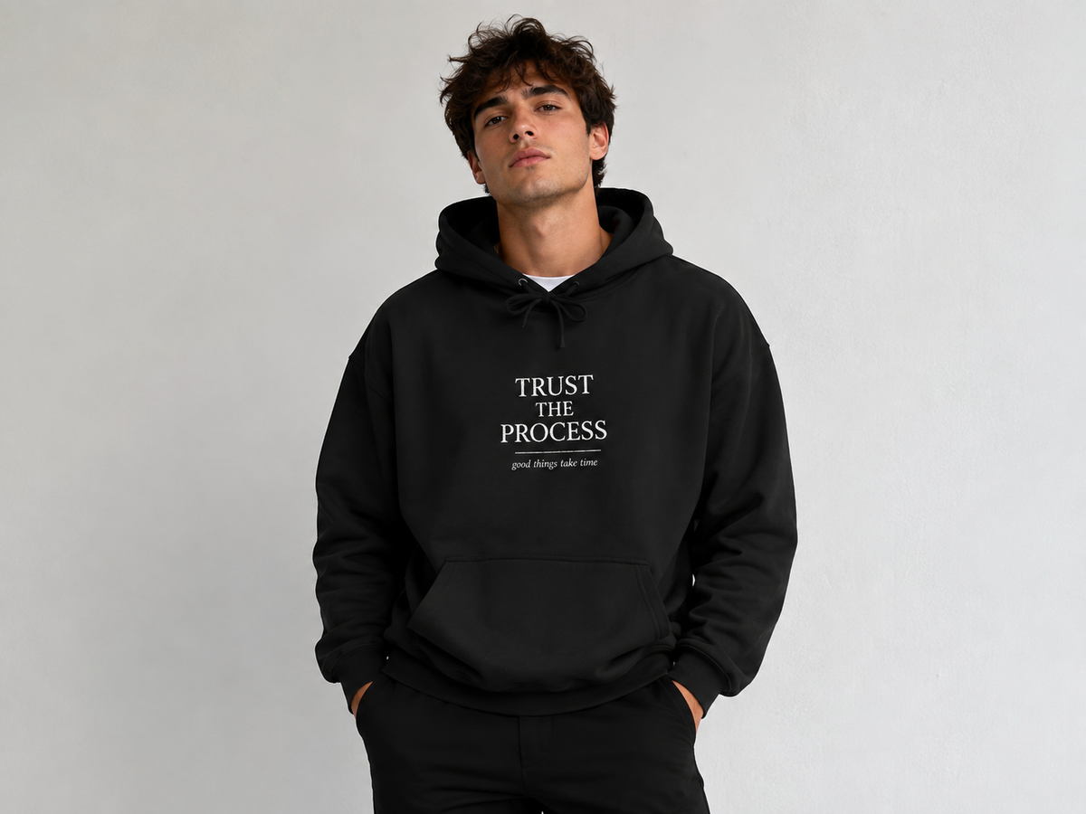 Trust the Process Hoodie — Motivational Black Pullover
