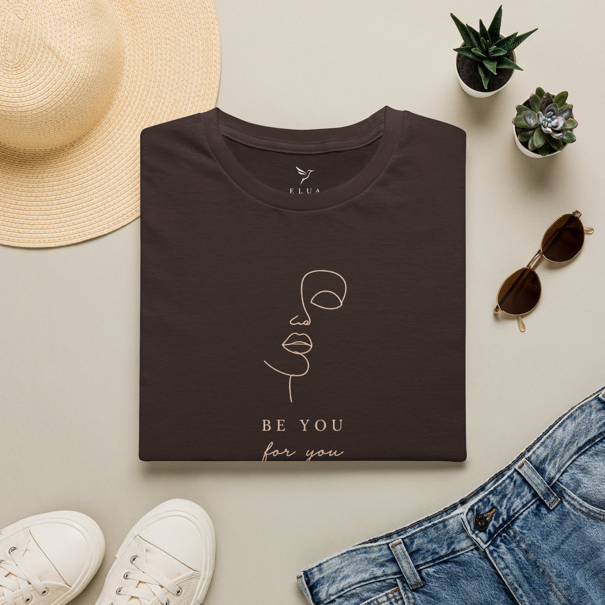 T-Shirt — Minimal Line Art "Be You for You" Self-Love Tee