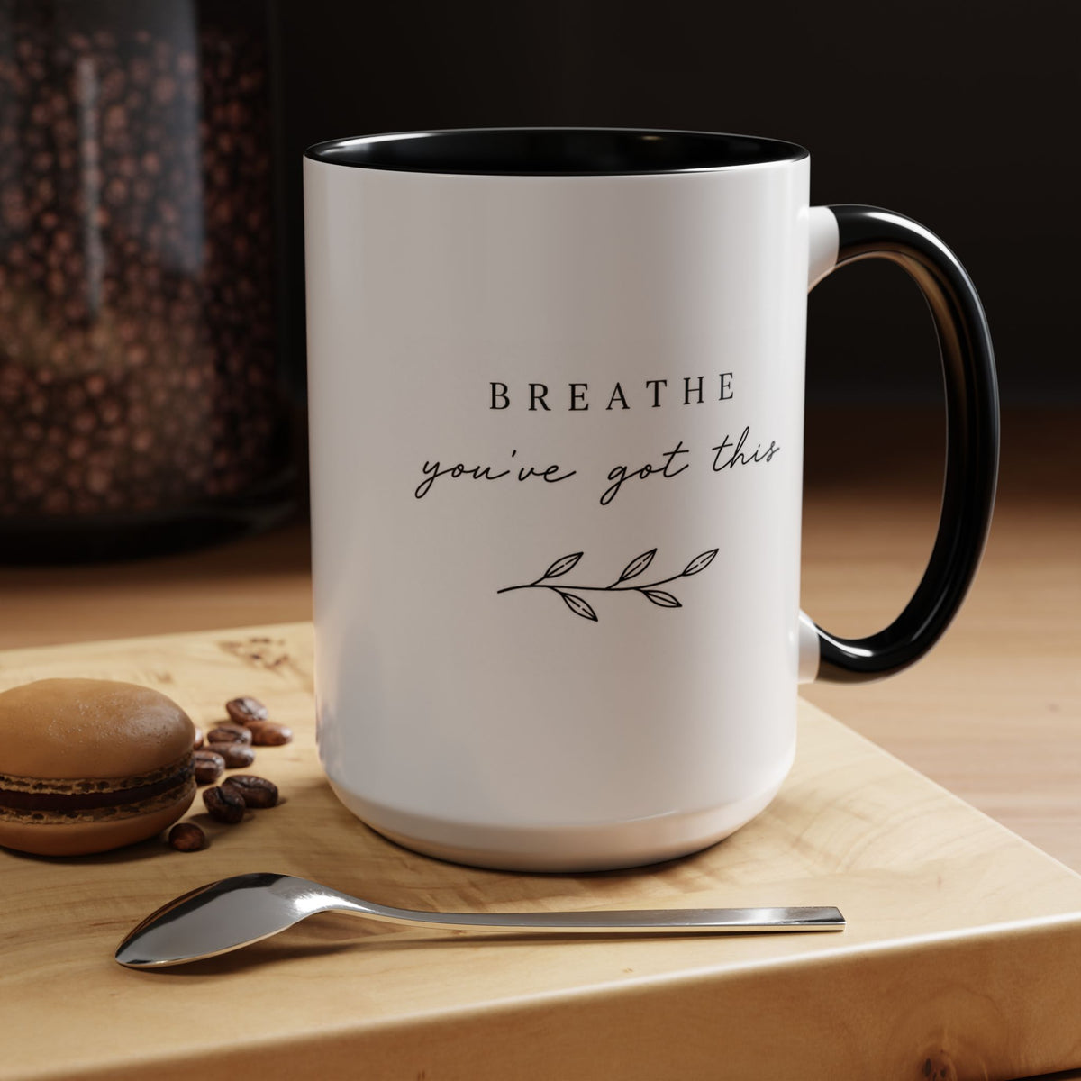 Inspirational Coffee Mug - "Breathe, you've got this" Accent Ceramic Mug (11/15oz)