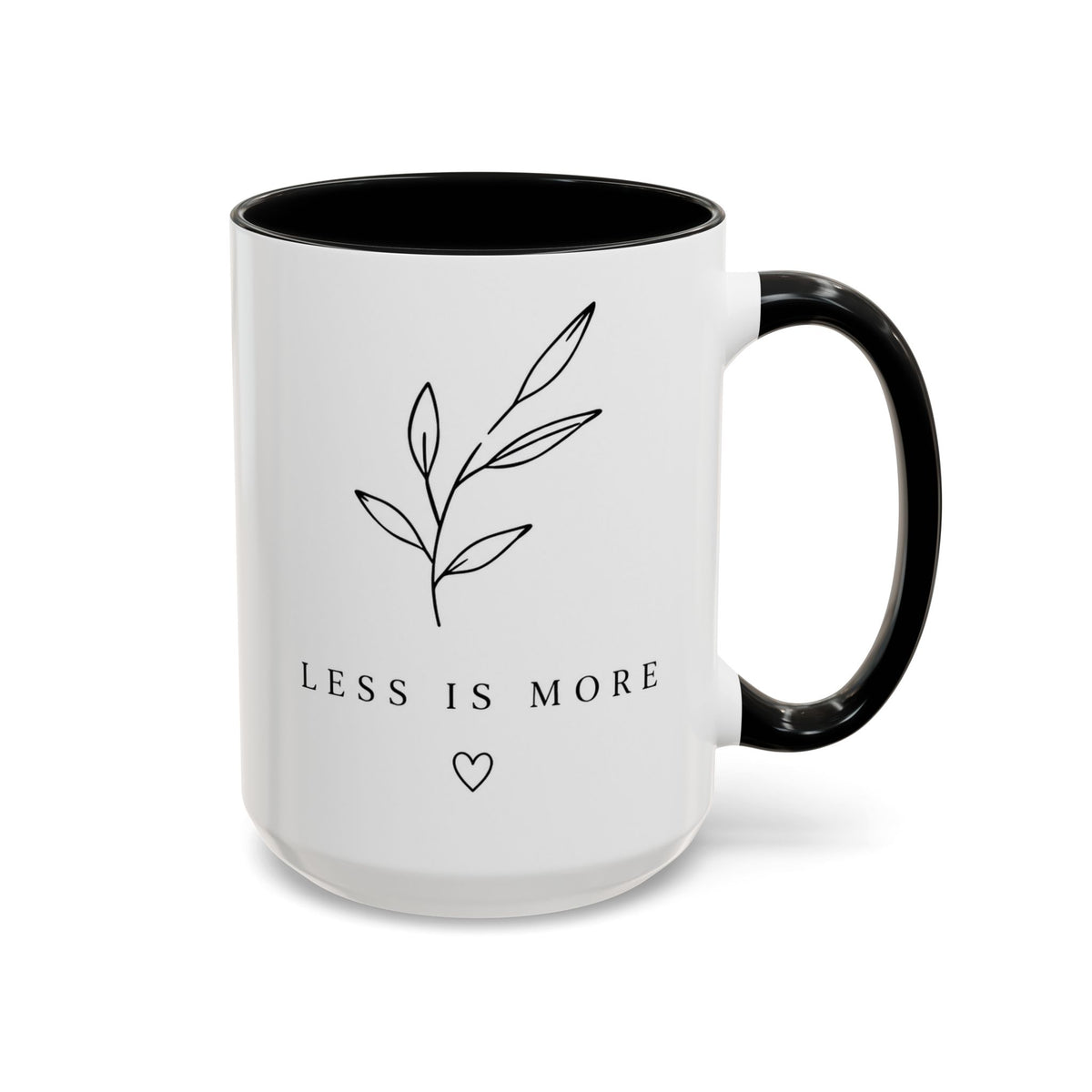 Accent Mug - 'Less Is More' Minimalist Botanical Coffee Cup (11/15 oz)
