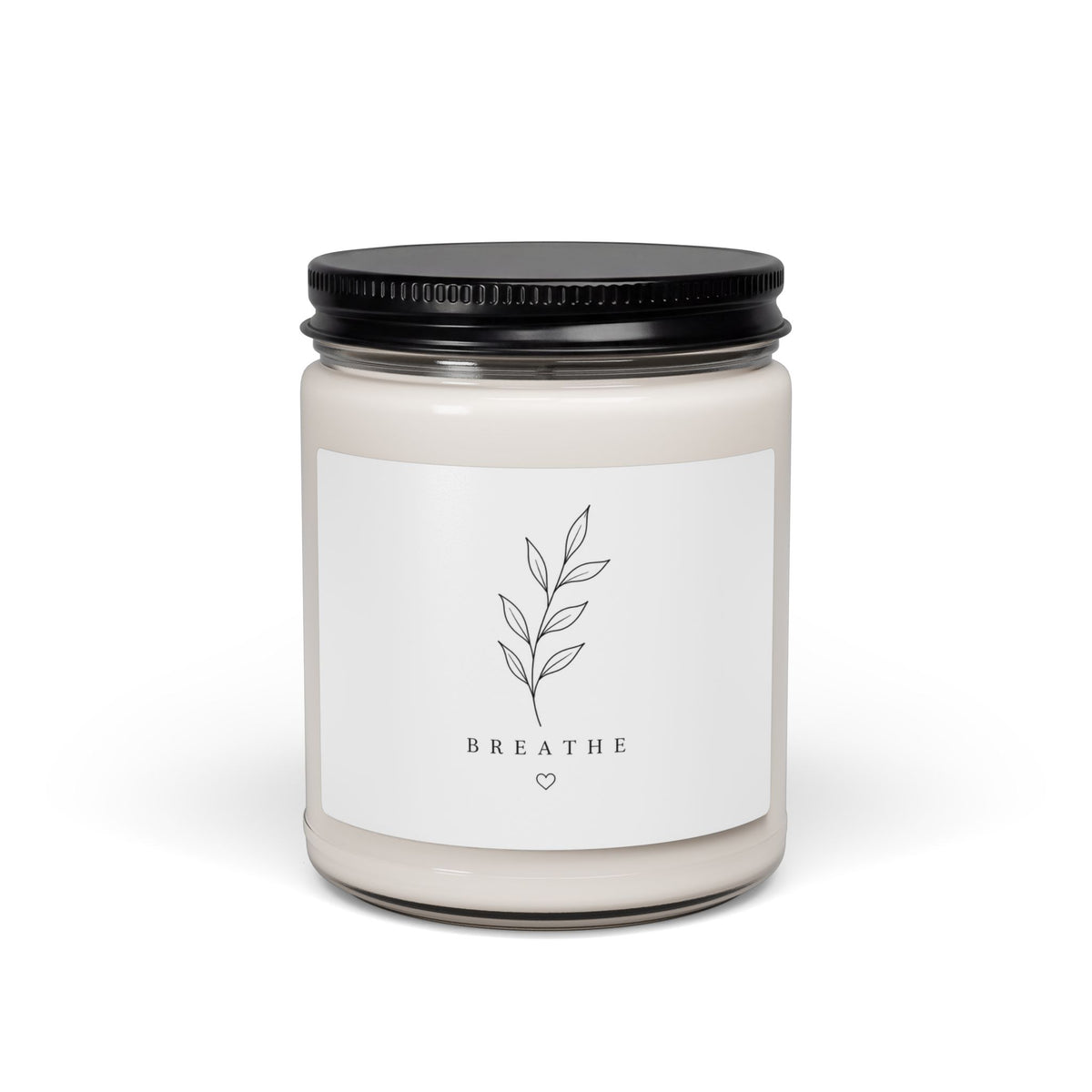 Soy Candle 9oz — Breathe Minimalist Scented Jar (Relaxing Aromatherapy)