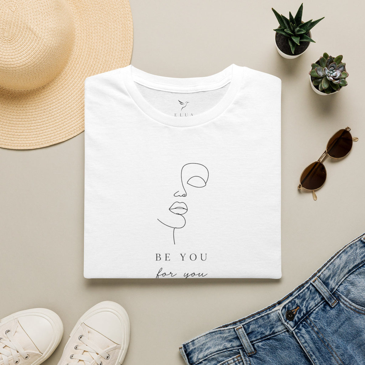 T-Shirt — Minimal Line Art "Be You for You" Self-Love Tee