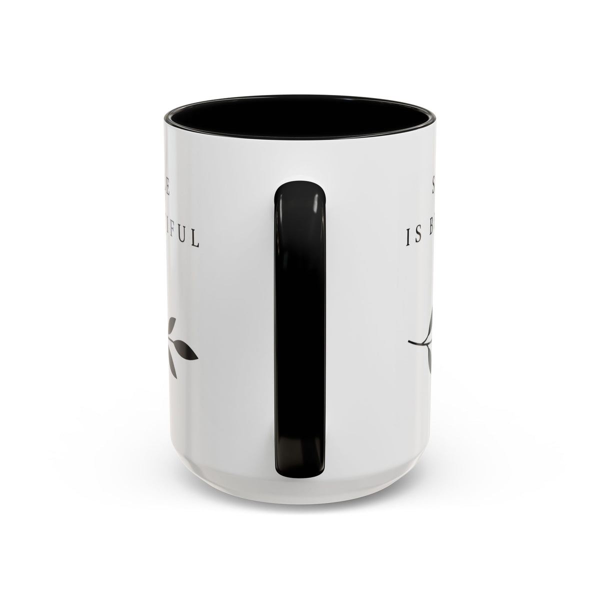 Simple Is Beautiful Accent Coffee Mug — Minimalist Black & White Ceramic Gift