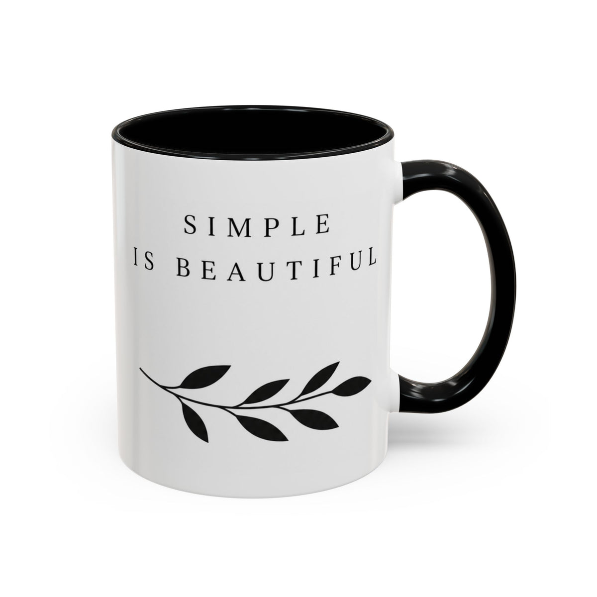 Simple Is Beautiful Accent Coffee Mug — Minimalist Black & White Ceramic Gift