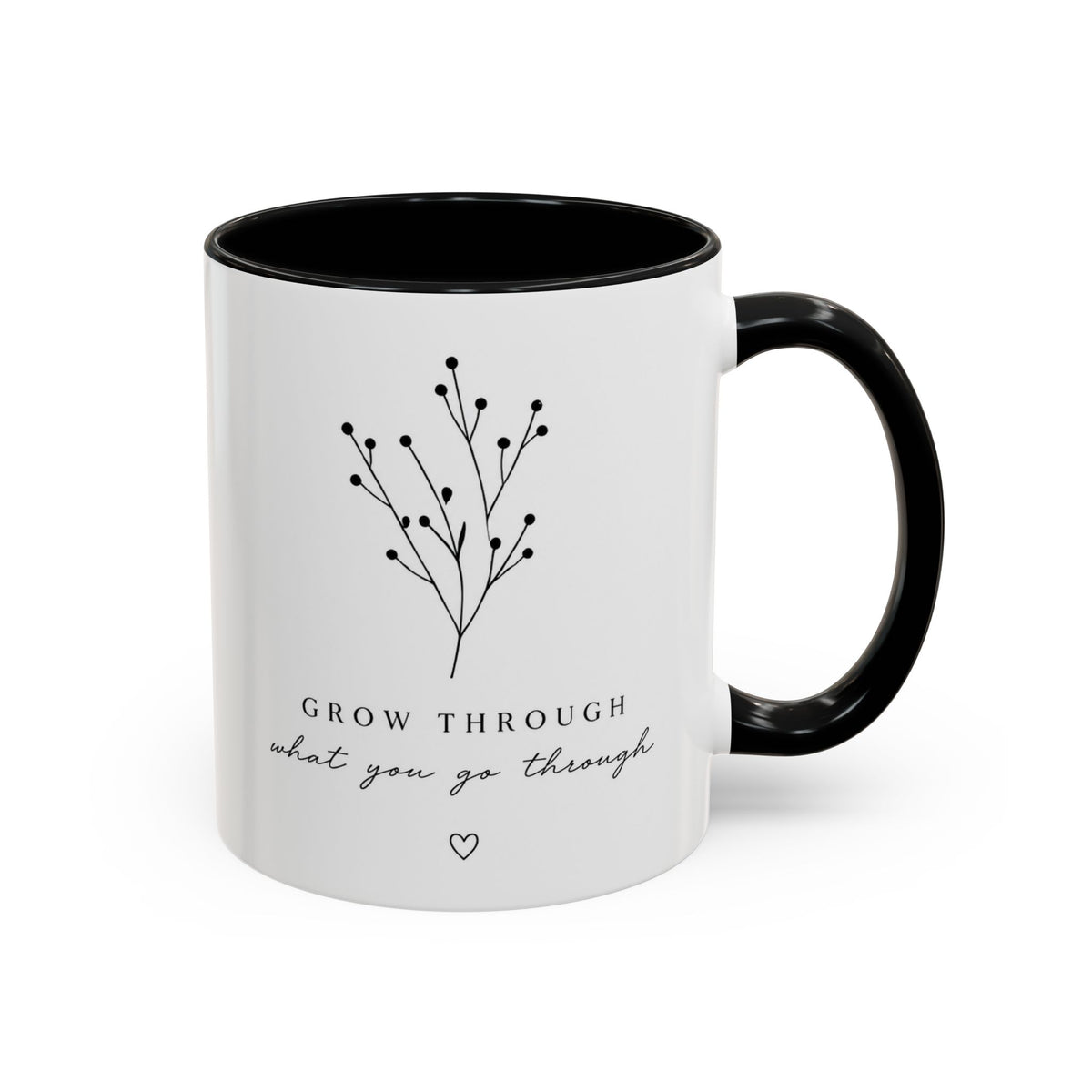 Inspirational Accent Mug - "Grow Through What You Go Through" Floral Coffee Cup