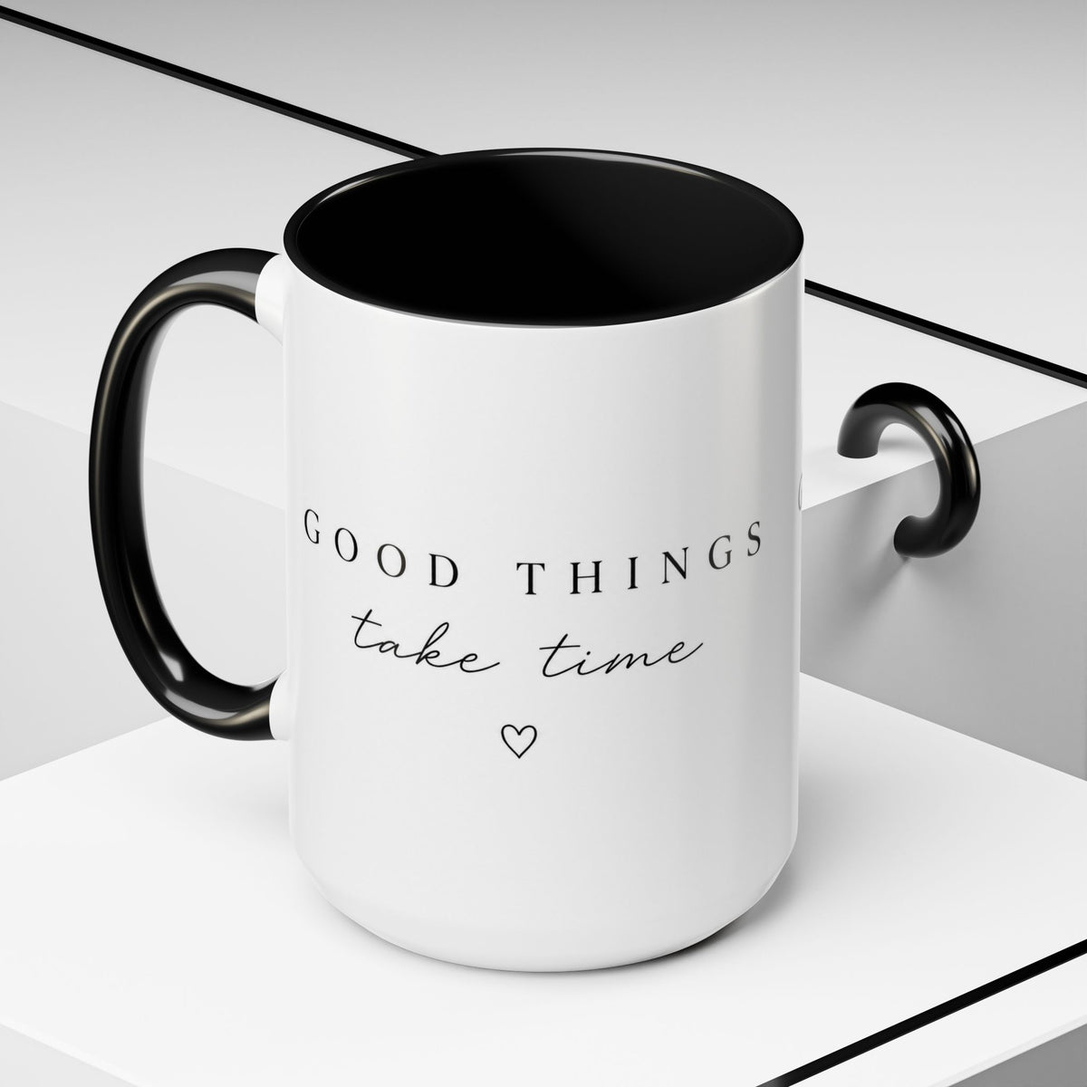 Good Things Take Time Accent Coffee Mug — Inspirational Ceramic Mug (11/15 oz)