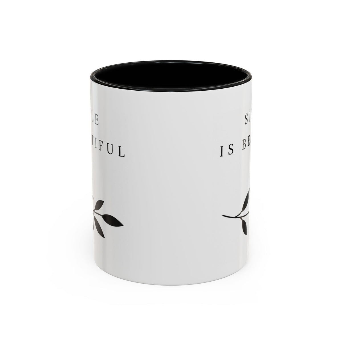 Simple Is Beautiful Accent Coffee Mug — Minimalist Black & White Ceramic Gift