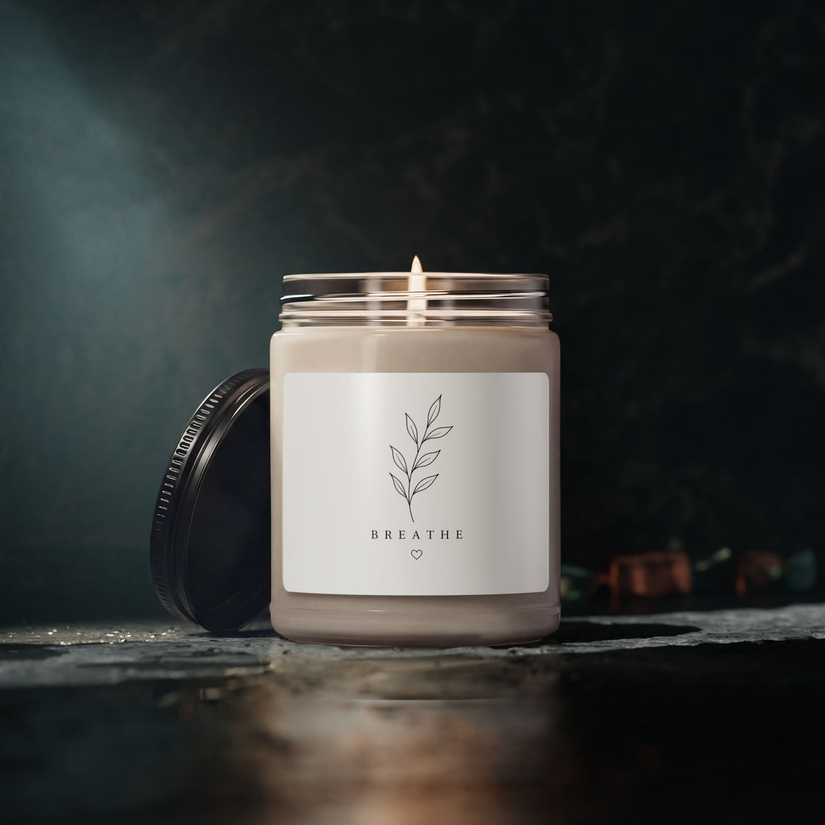 Soy Candle 9oz — Breathe Minimalist Scented Jar (Relaxing Aromatherapy)