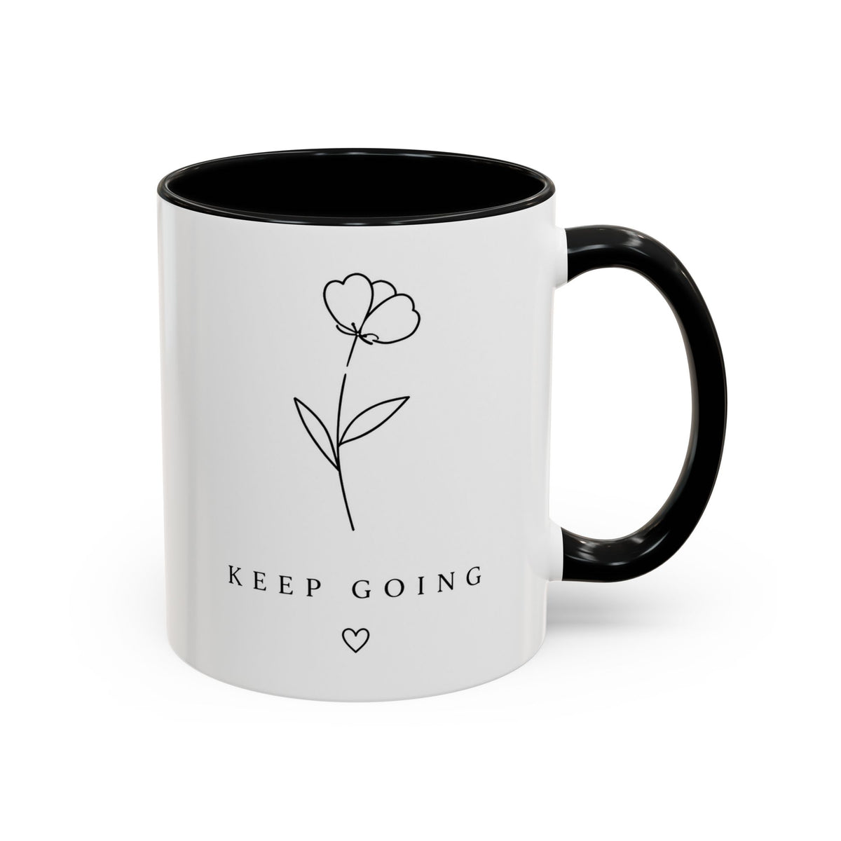 Keep Going Flower Accent Coffee Mug — Inspirational 11/15oz Ceramic Mug