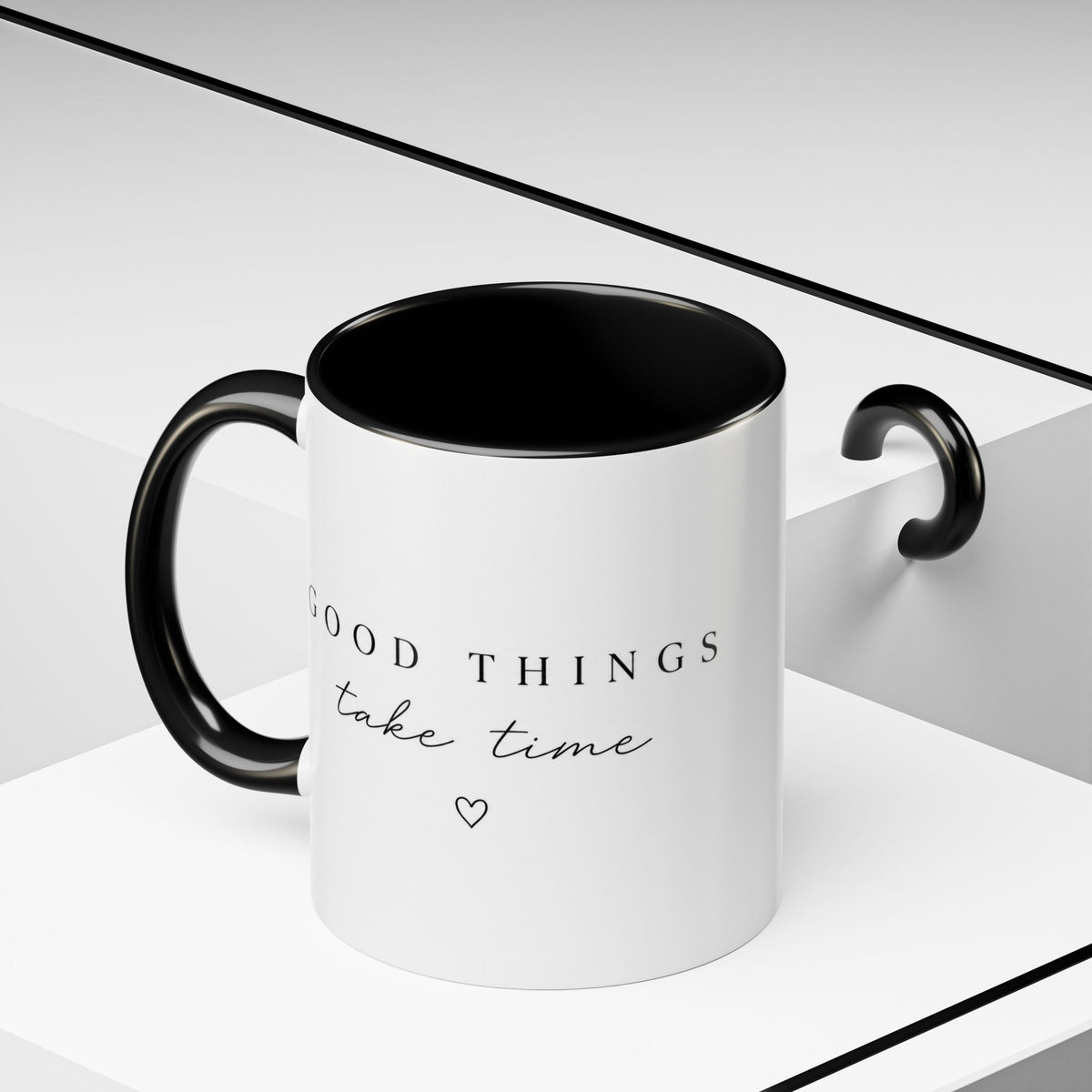 Good Things Take Time Accent Coffee Mug — Inspirational Ceramic Mug (11/15 oz)