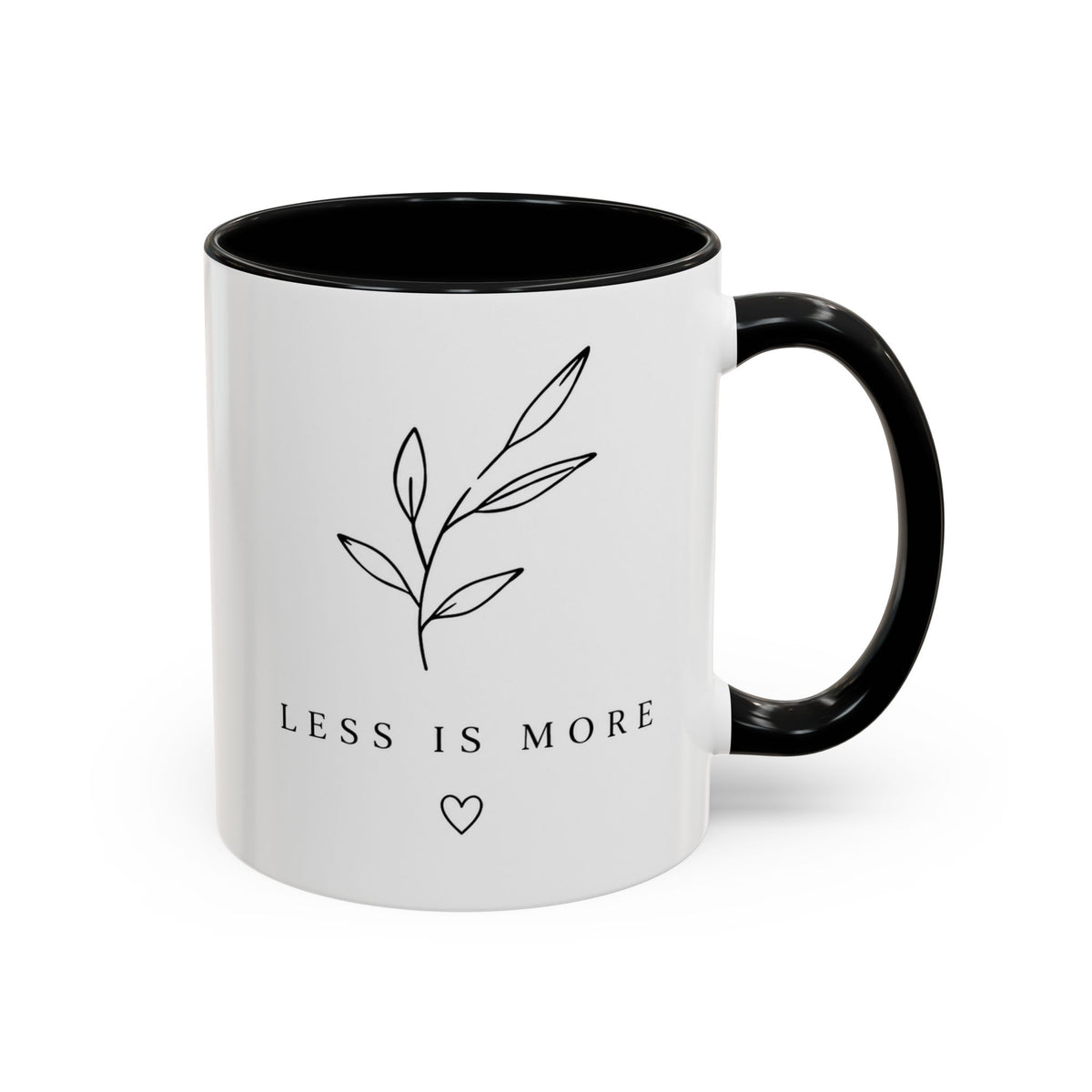 Accent Mug - 'Less Is More' Minimalist Botanical Coffee Cup (11/15 oz)