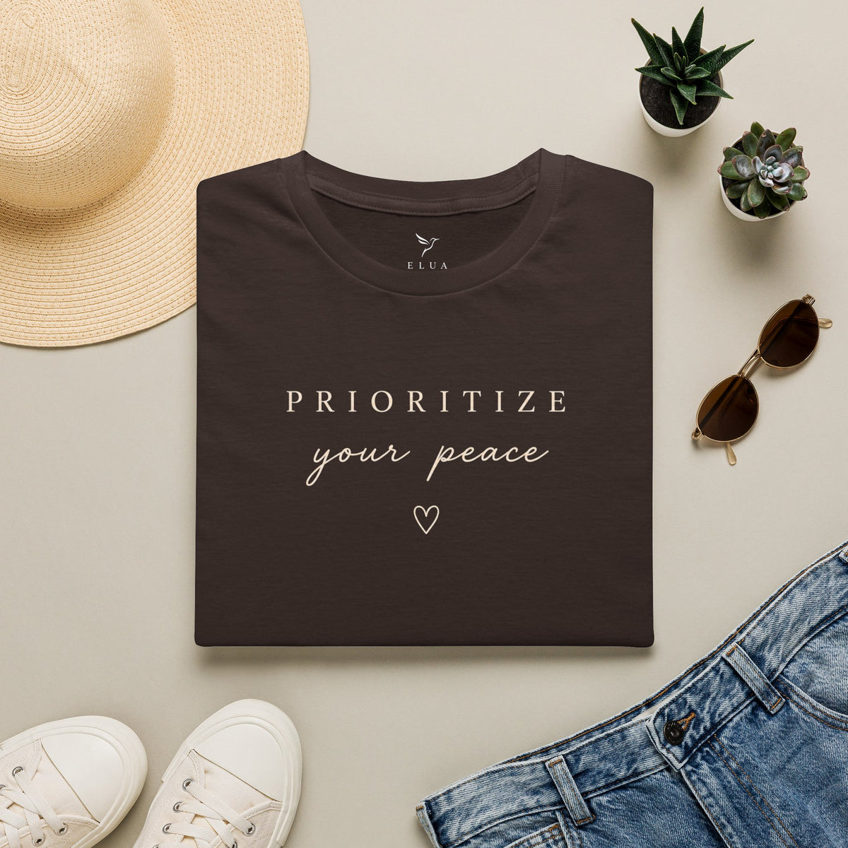 Prioritize Your Peace T-Shirt — Minimal Script Self-Care Tee