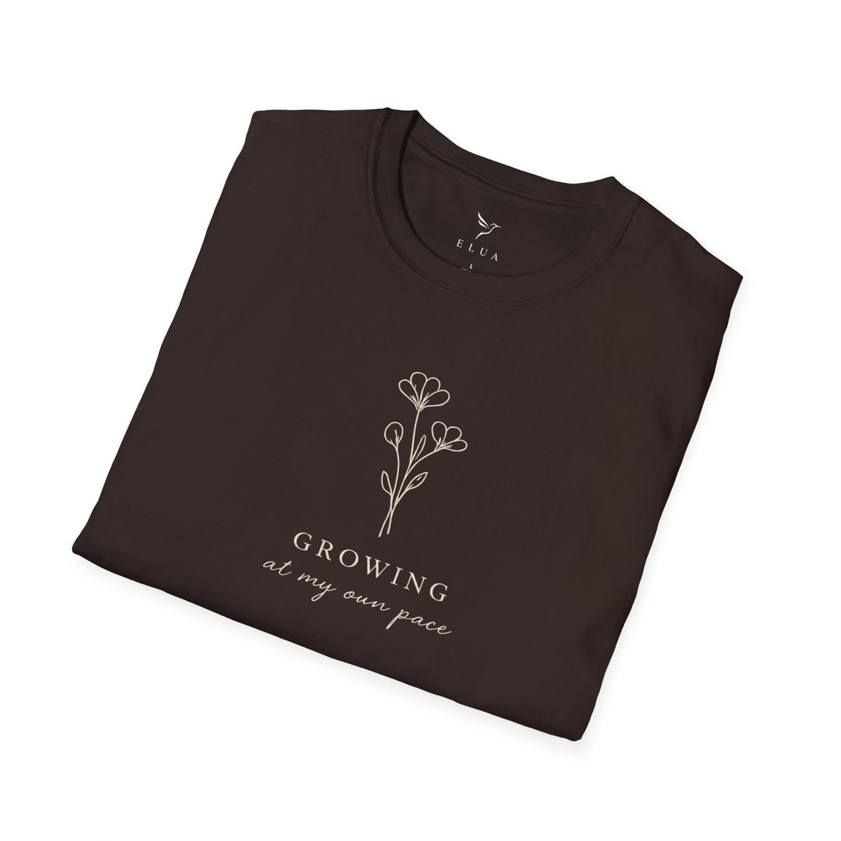 T-Shirt — Minimal Floral "Growing at My Own Pace" Tee