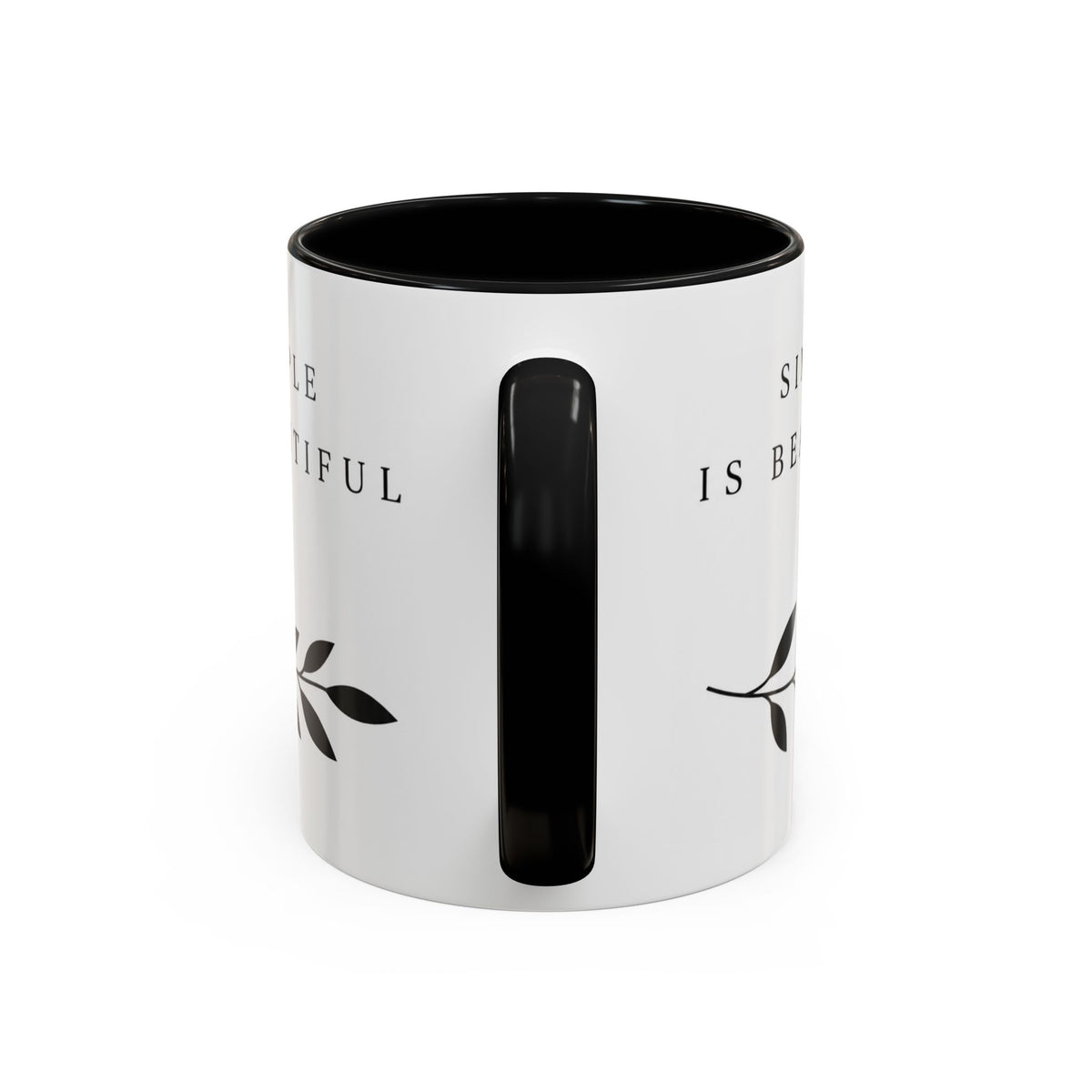 Simple Is Beautiful Accent Coffee Mug — Minimalist Black & White Ceramic Gift